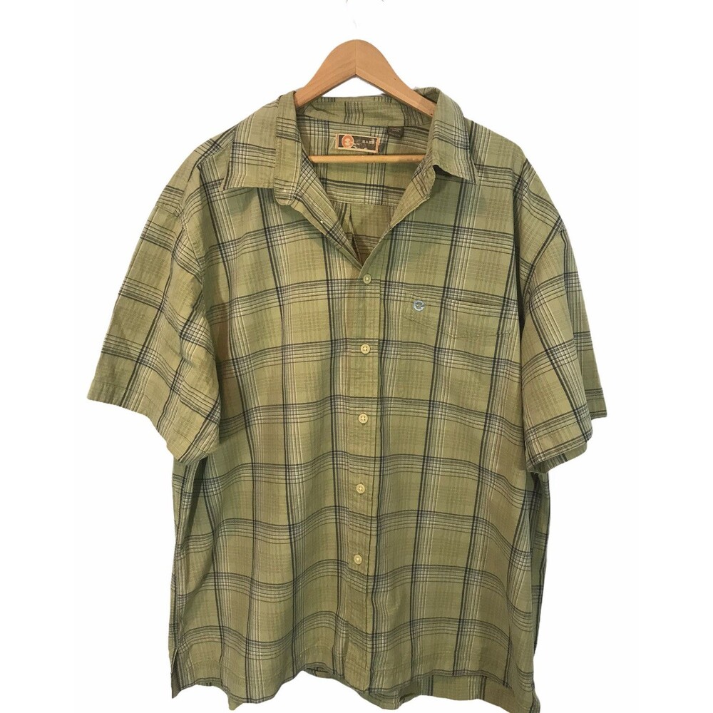 Bass Short Sleeve Men's Button Down Shirt - Size XXL  Green Organic Cotton